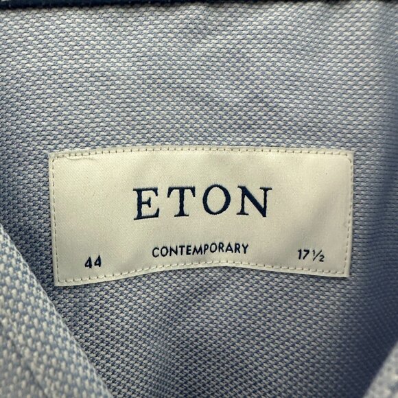 Eton Dress Shirt Mens 44 17.5 Blue Contemporary Business Casual Button Up - Picture 3 of 8